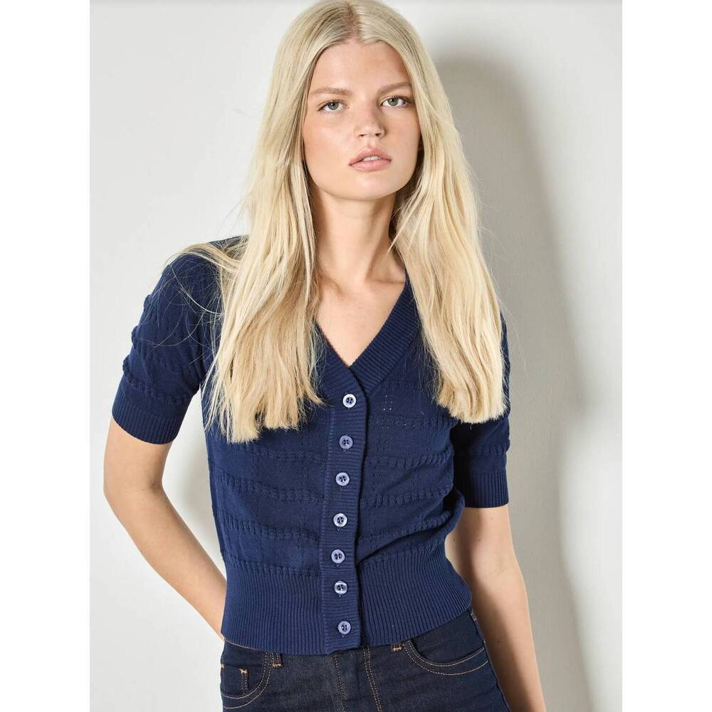 NEW APRICOT curie short sleeve cardigan in navy